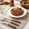 Wooden handle knife, fork and spoon combination set, stainless steel tableware, simple home style details Picture